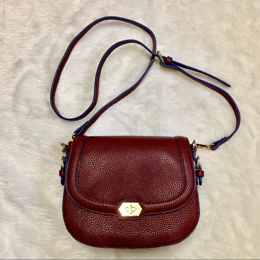 Burgundy Saddlebag Crossbody Purse